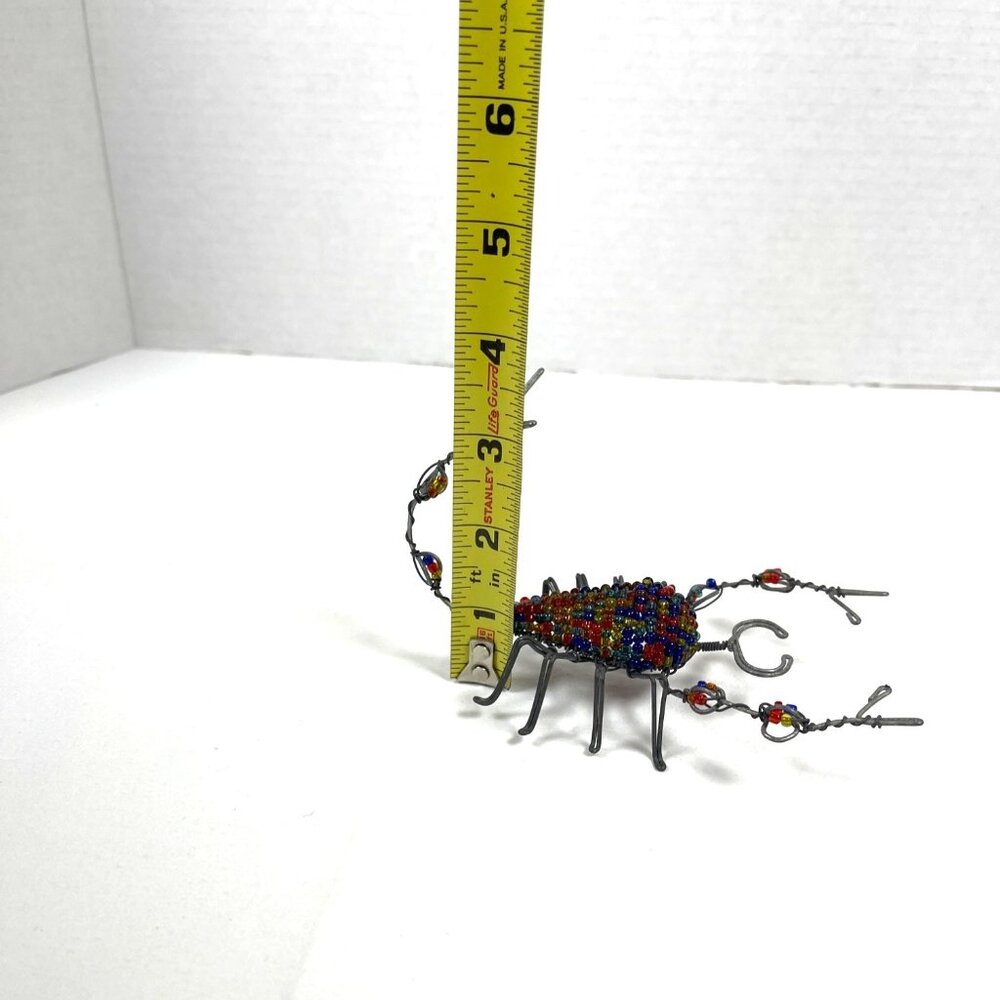 Handmade Scorpion Wire Glass Bead South Africa Multicolor Blue Red Artisan VTG - Picture 11 of 11
